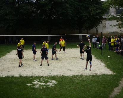 Playing volleyball in a colony